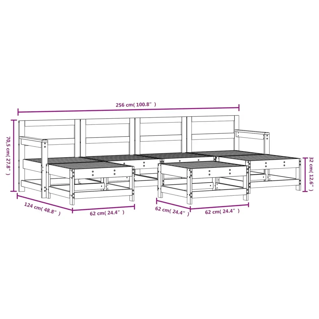Set Salotto da Giardino 7 pz Bianco in Legno Massello di Pino 3186390 - Image 7