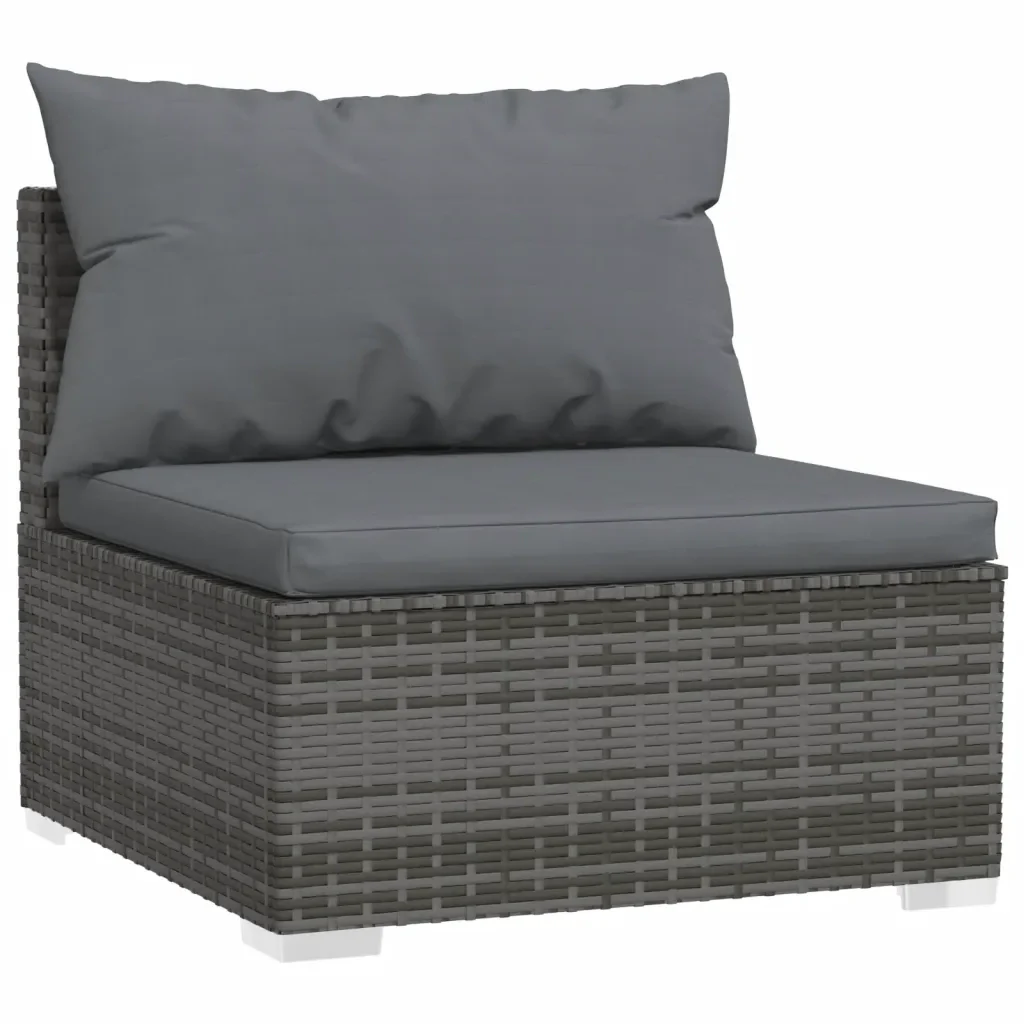 Set Salotto da Giardino 9 pz con Cuscini in Polyrattan Grigio 3102029 - Image 3