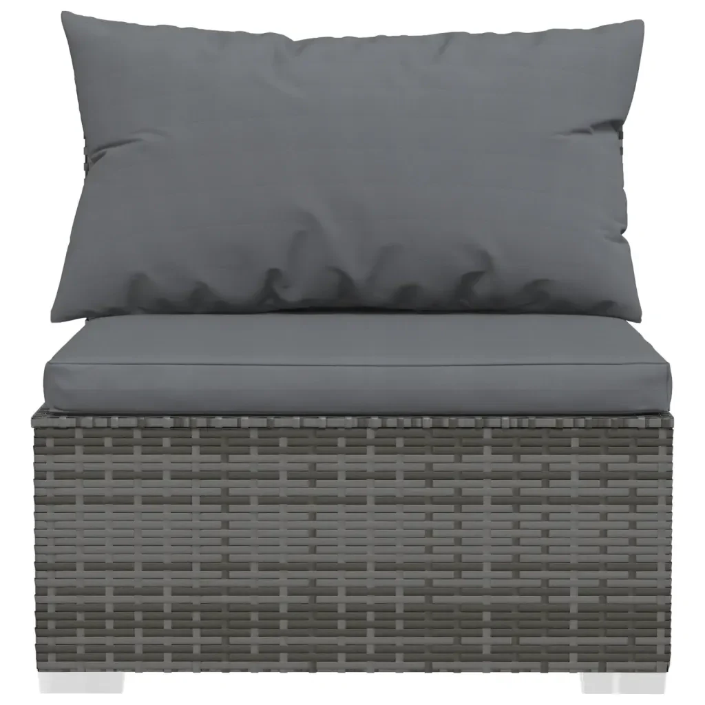 Set Salotto da Giardino 9 pz con Cuscini in Polyrattan Grigio 3102029 - Image 4