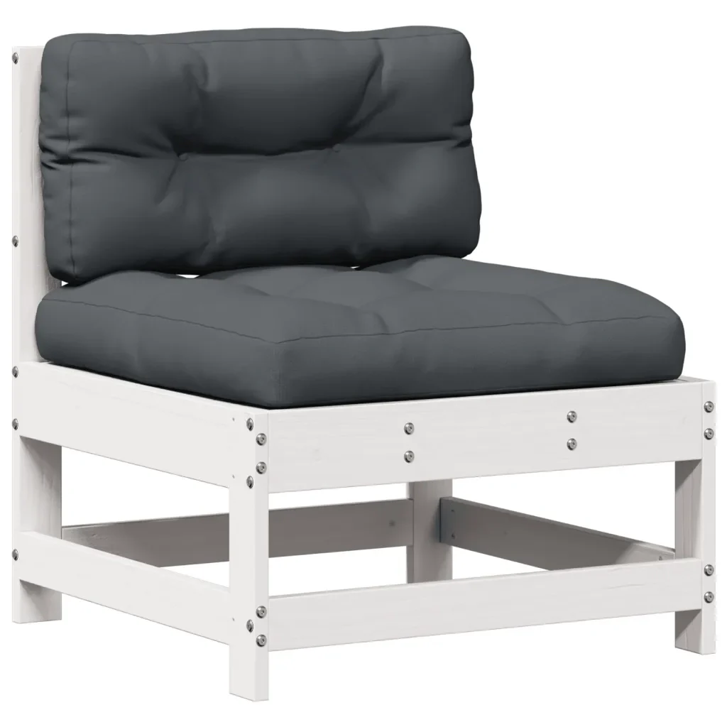 Set Salotto Giardino 5pz con Cuscini Bianco Legno Massello Pino 3250833 - Image 5