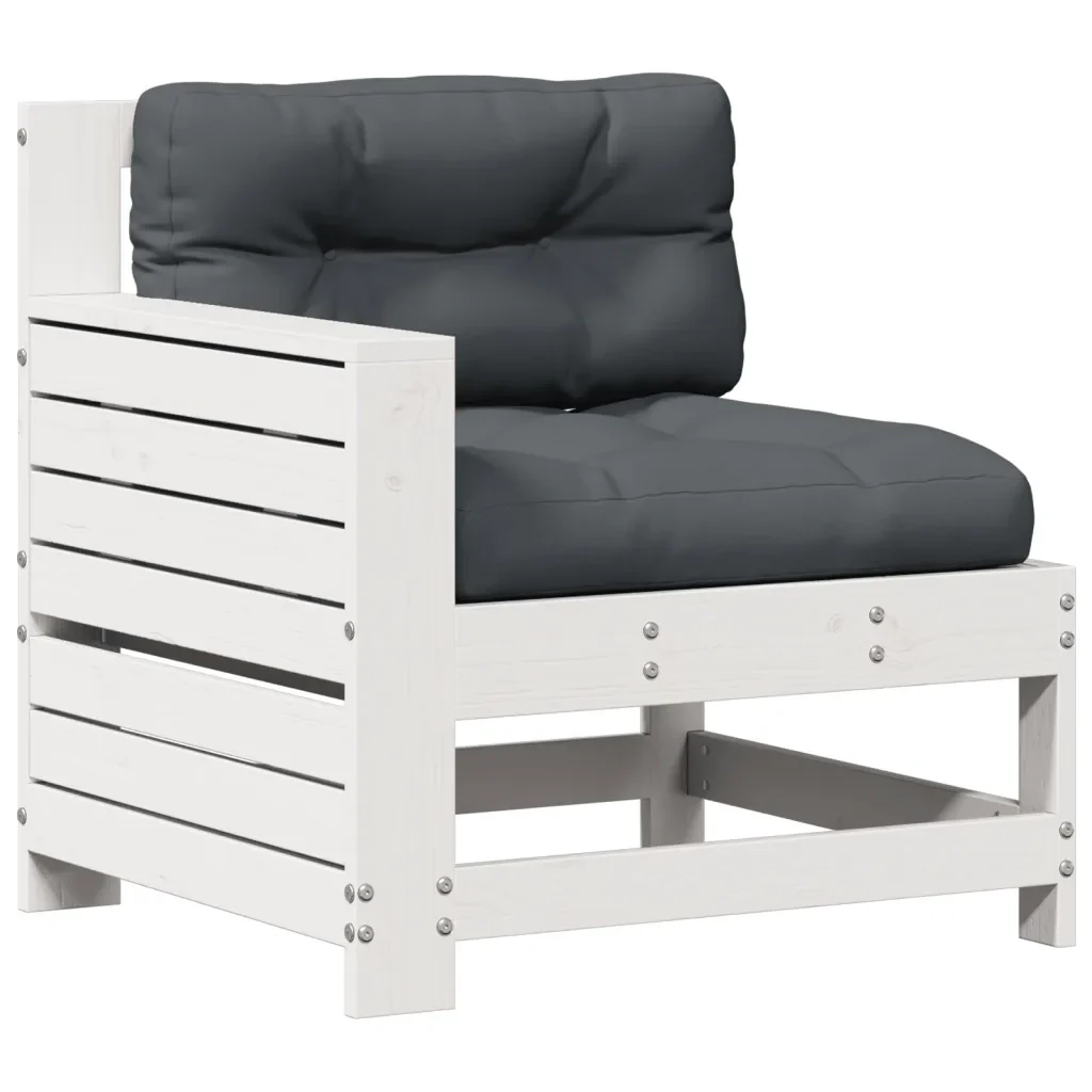 Set Salotto Giardino 5pz con Cuscini Bianco Legno Massello Pino 3250833 - Image 6