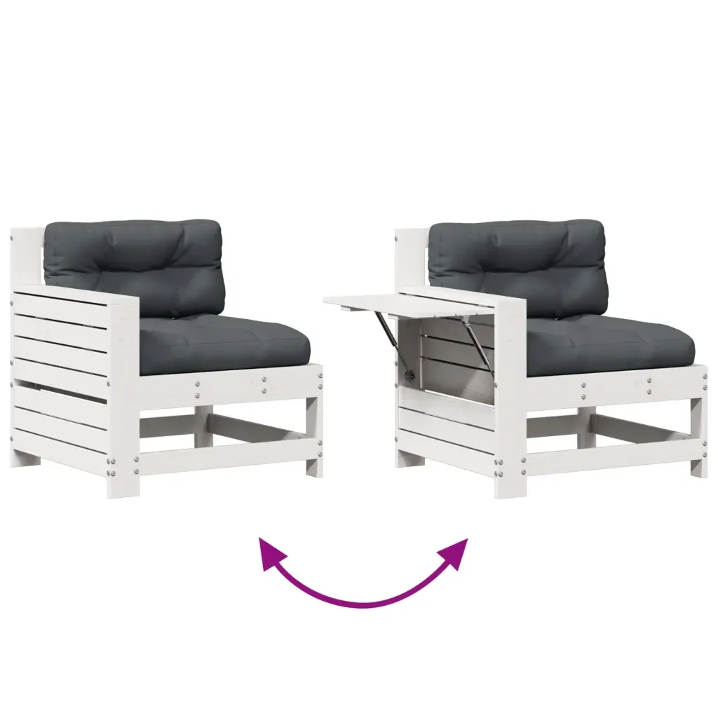 Set Salotto Giardino 5pz con Cuscini Bianco Legno Massello Pino 3250833 - Image 8