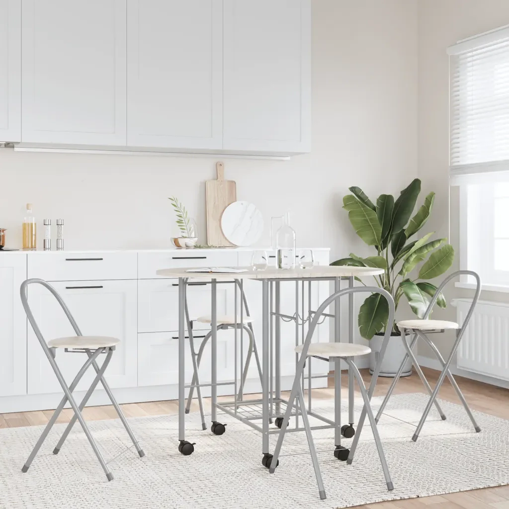 Set Tavolo e Sedie 5 pz Pieghevoli in MDF 243901