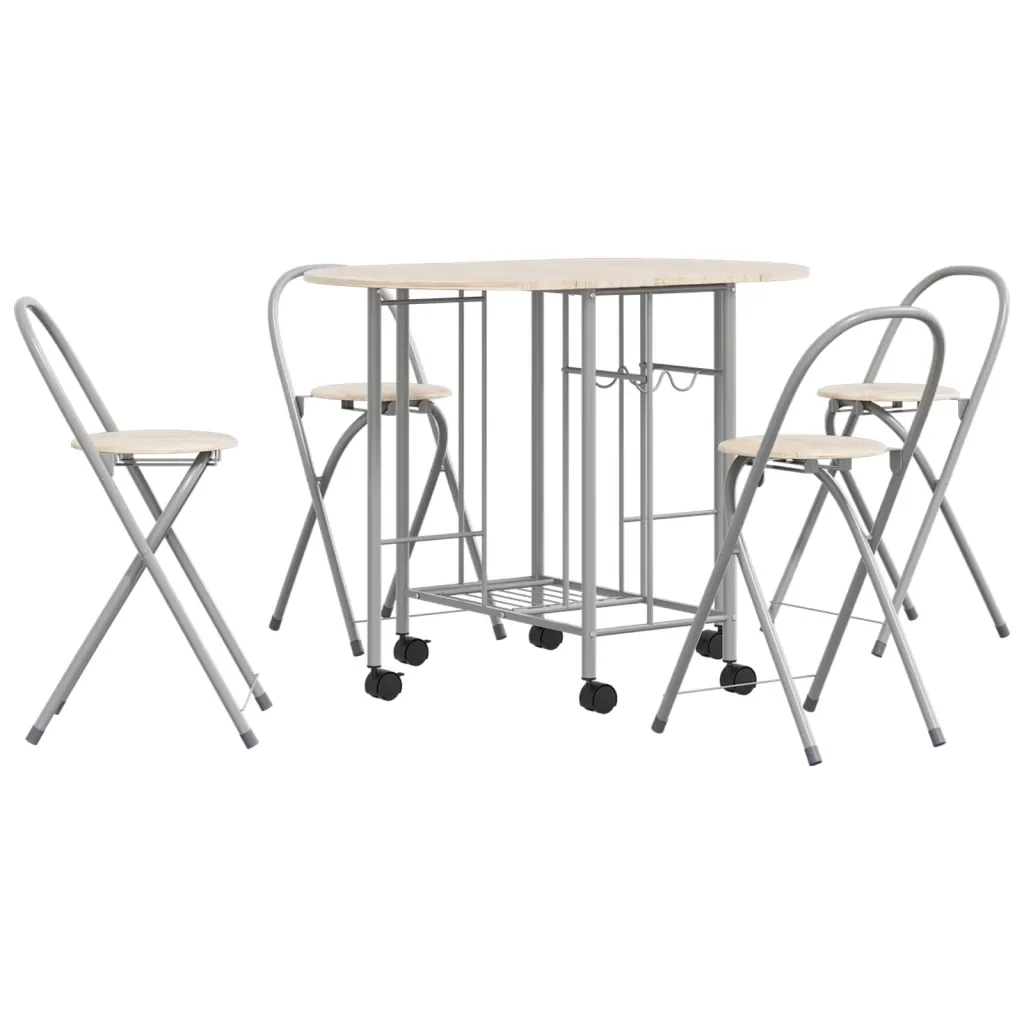 Set Tavolo e Sedie 5 pz Pieghevoli in MDF 243901 - Image 2