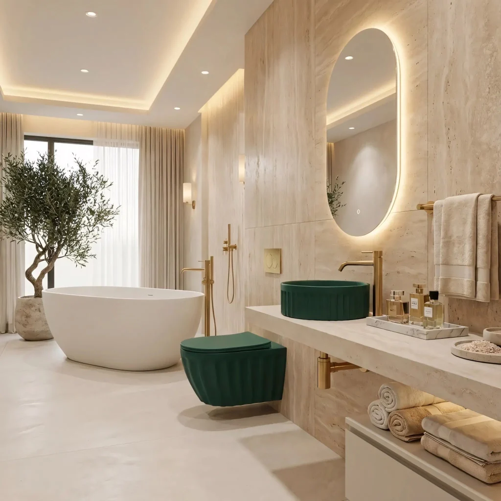Set: Wc Sospeso + Lavabo Da Appoggio Rea Duo Matcha Matt - Image 8