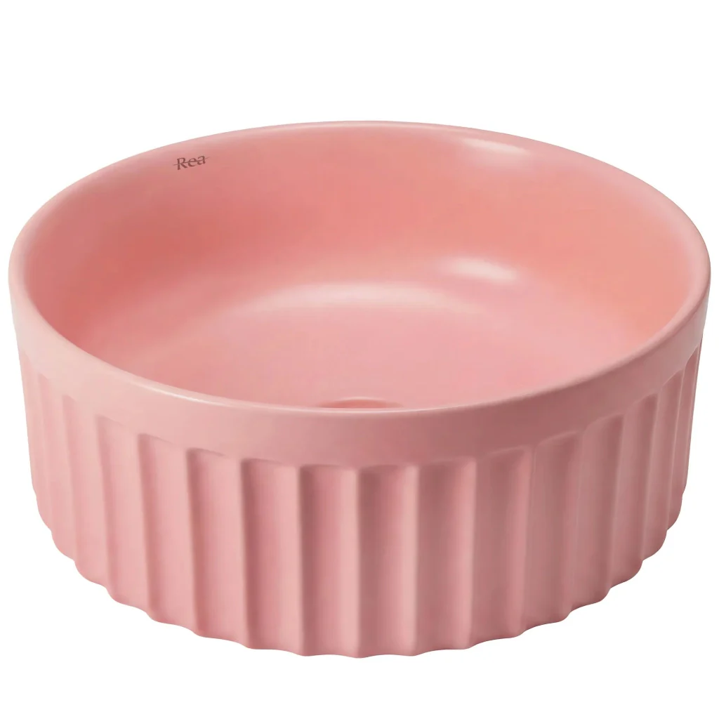 Set: Wc Sospeso + Lavabo Da Appoggio Rea Duo Sweet Pink Matt - Image 4