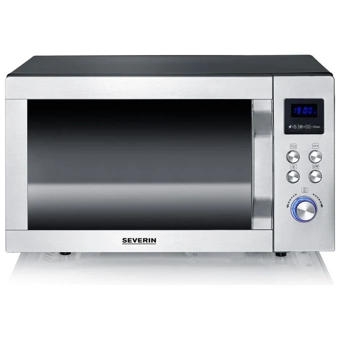 Severin MW 7777 forno a microonde Superficie piana Microonde con grill 25 L 900 W Nero, Acciaio inossidabile
