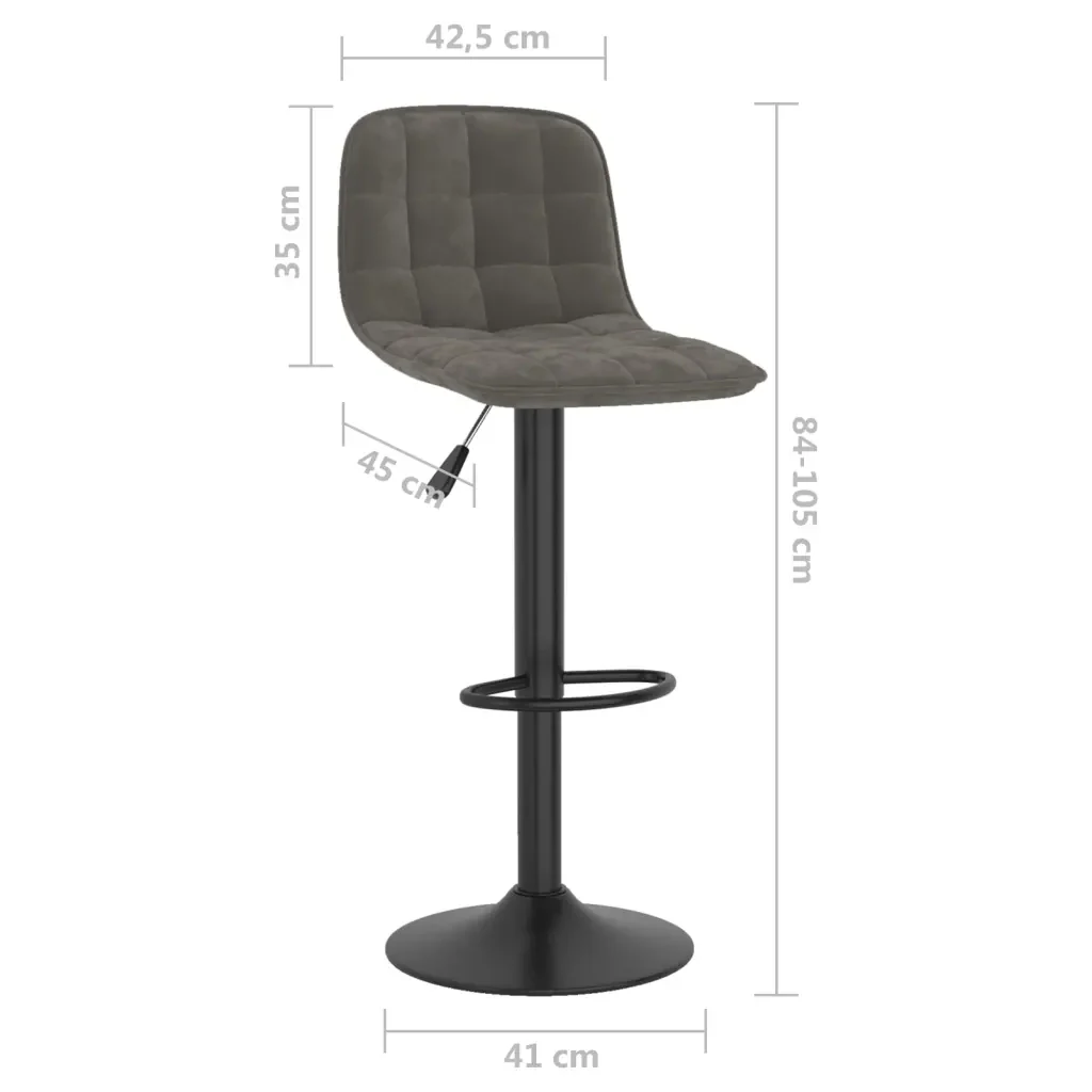 Sgabello da Bar Grigio Scuro in Velluto 333981 - Image 9