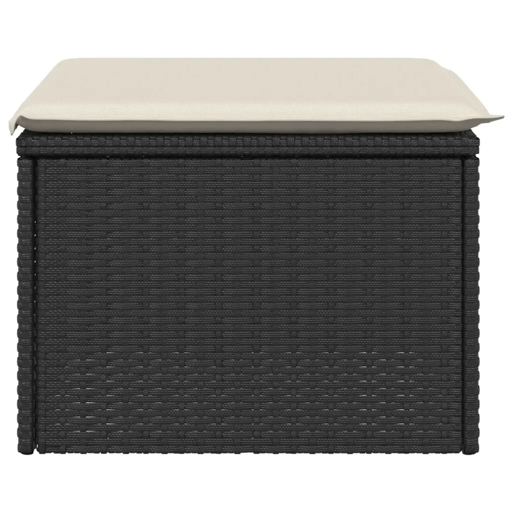 Sgabello Giardino con Cuscino Nero 55x55x37 cm in Polyrattan 366002 - Image 5