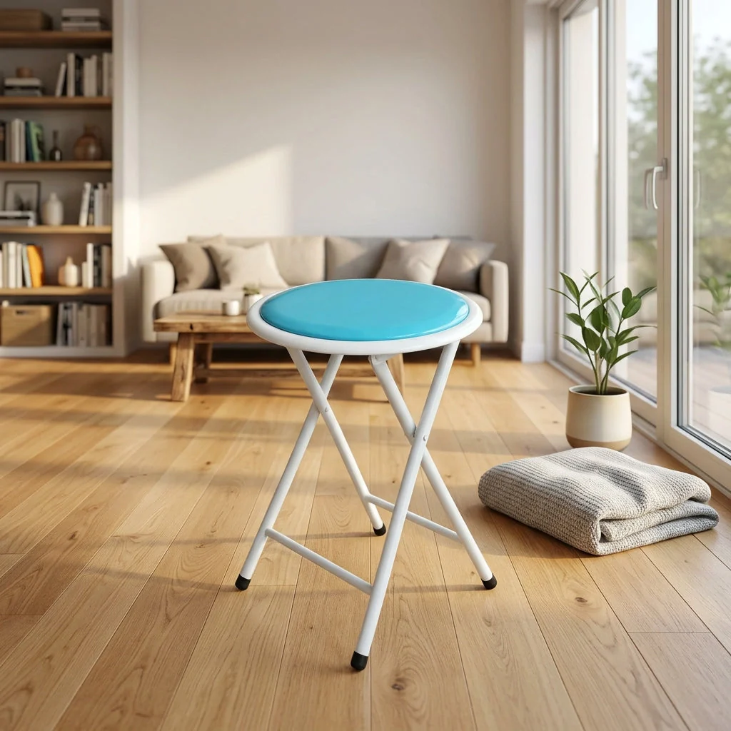 Sgabello Pieghevole Salvaspazio in Acciaio PVC cm 30x30x45 - SLIM