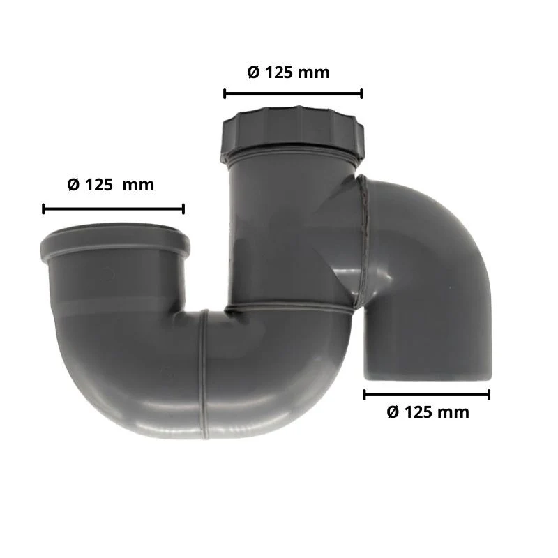 Sifone Verticale Chiuso in Polipropilene : Diametro - 125 mm ( tappo Ø 125 mm) - Image 3