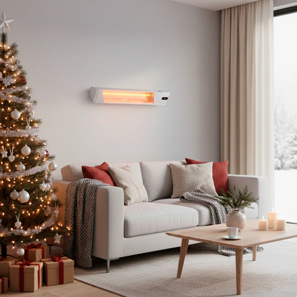 Sined Caldo Ira Inox 2000 Riscaldatore Elettrico Infrarossi Da 2000w Regolabile Grigio Riscaldante Da Interno a Onda Corta a Ira e Telecomando Design Elegante Griglia a Protezione e Display a Led - Image 4