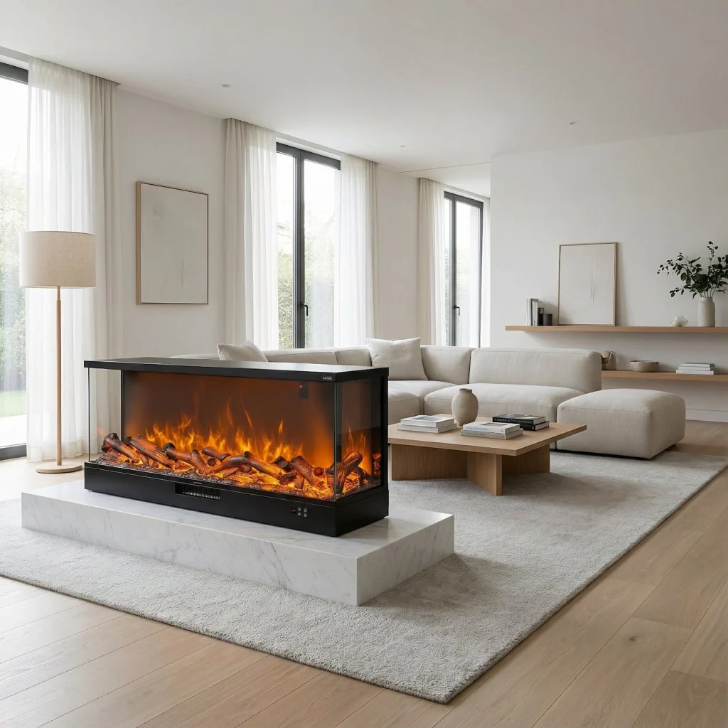Sined Caminetto Adige Caminetto Elettrico Da Incasso e Appoggio Da 180 Cm Con Potenza 1500w Nero Camino Da Interno Effetto Fiamma 6 Intensita Telecomando Struttura a Pannelli Laminati a Freddo - Image 6