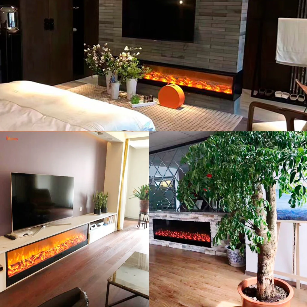 Sined Caminetto Amiata Caminetto Elettrico Da Incasso e Appoggio Da 180 Cm Con Potenza 1500w Nero Camino Da Interno Effetto Fiamma 6 Intensita Telecomando Struttura a Pannelli Laminati a Freddo - Image 3