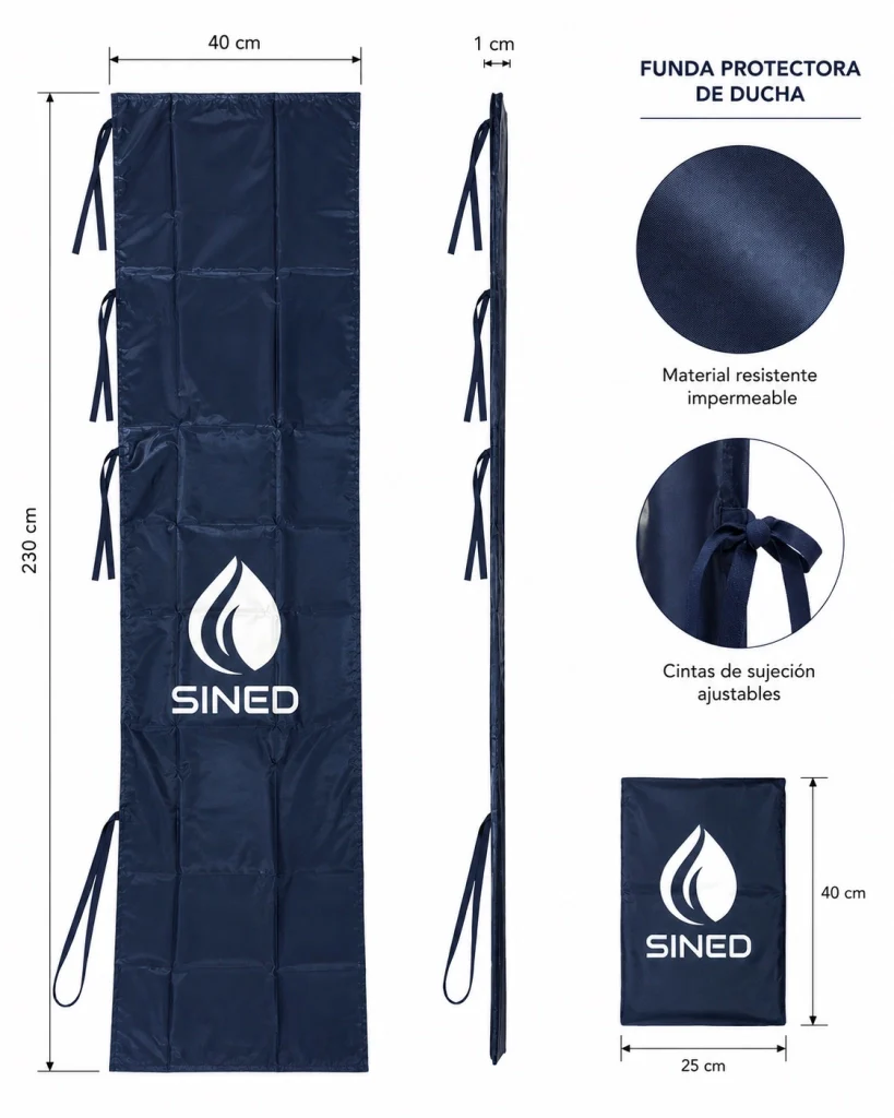 Sined Custodia Protettiva Per Docce In Pvc Plastificato Nylon Con 3 Laccetti Nero - Image 3