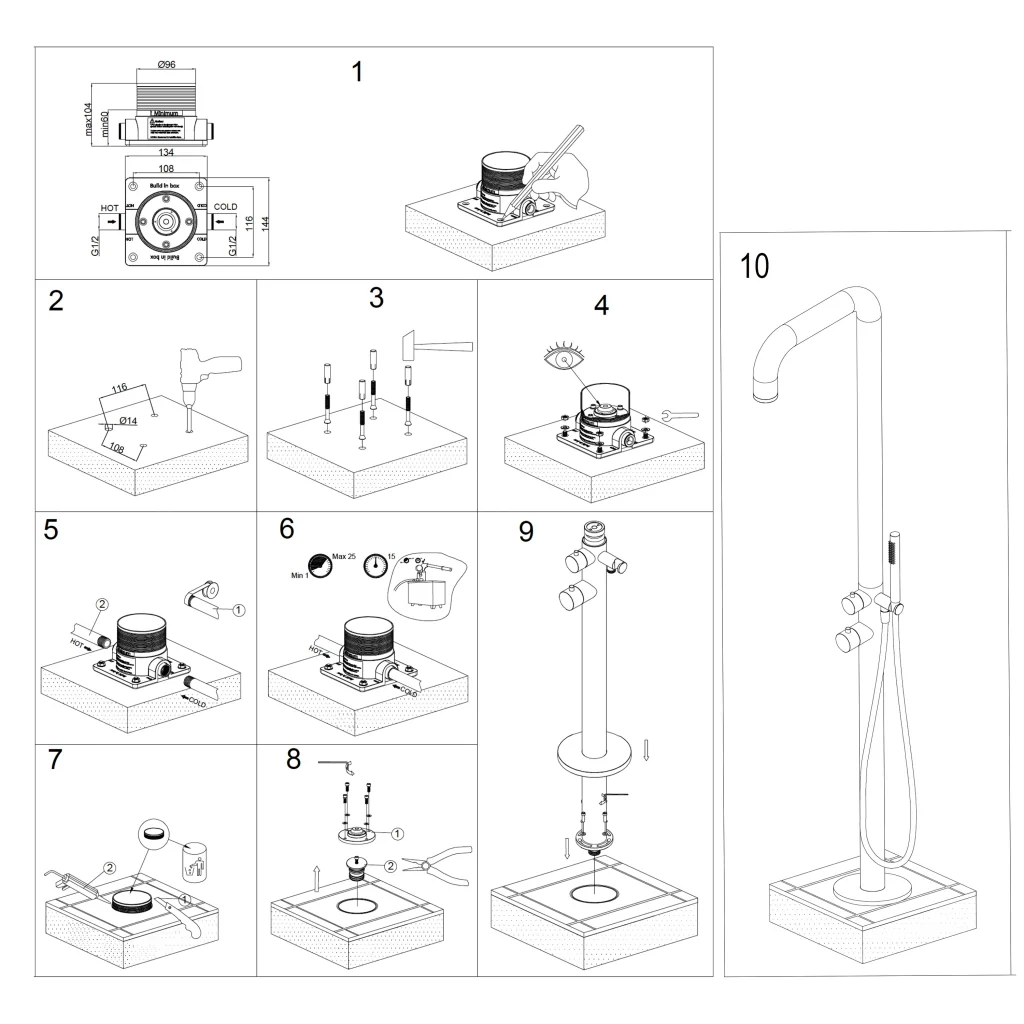 Sined Polifemo Doccia Per Esterni Ed Interni In Acciaio 1 Soffione Acqua Fredda Temporizzata Inox Risparmio Acqua Installazione Semplificata - Image 6