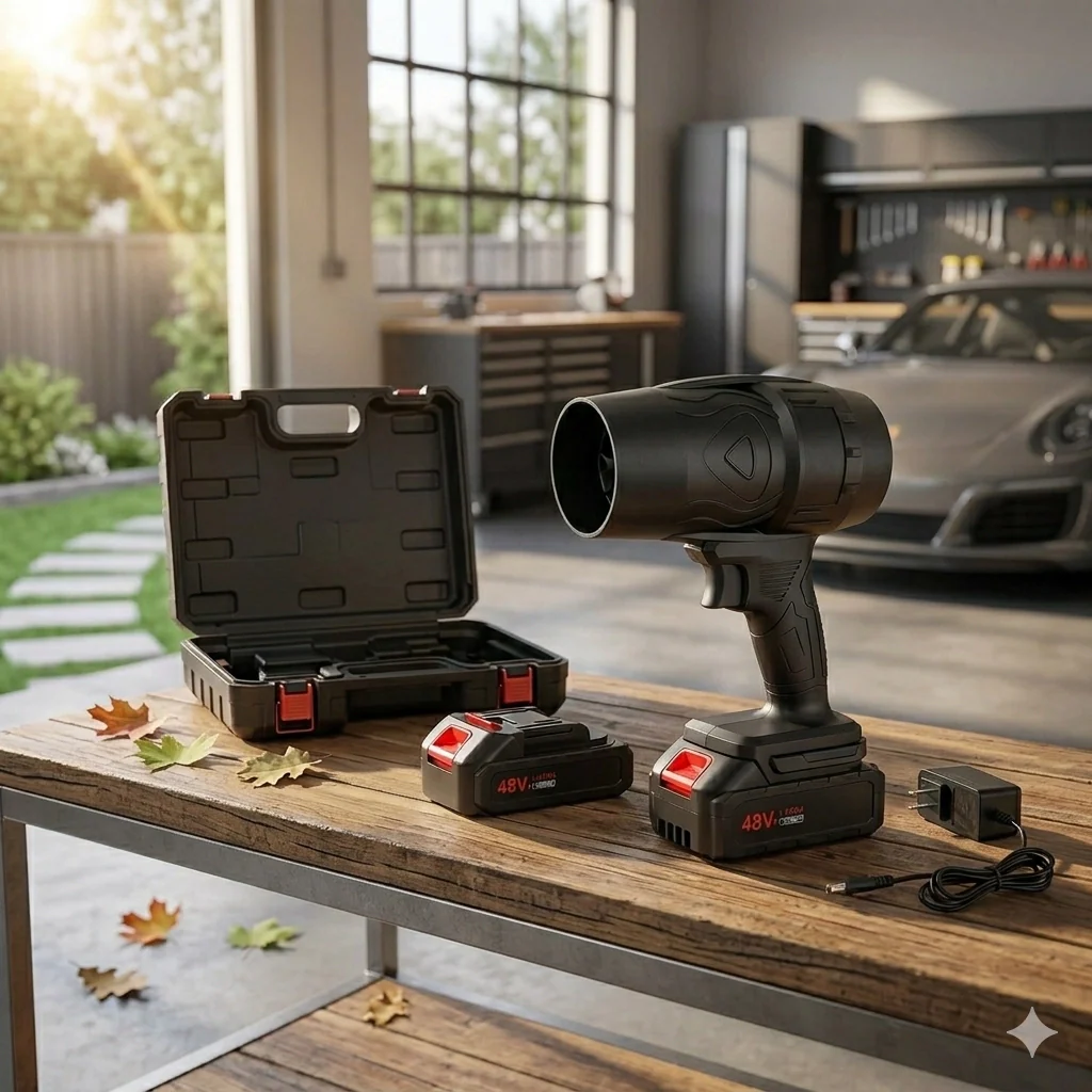 Soffiatore per Foglie o Trucioli Alta Velocità 2 Batterie e Valigetta per Auto o Bricolage - Image 10