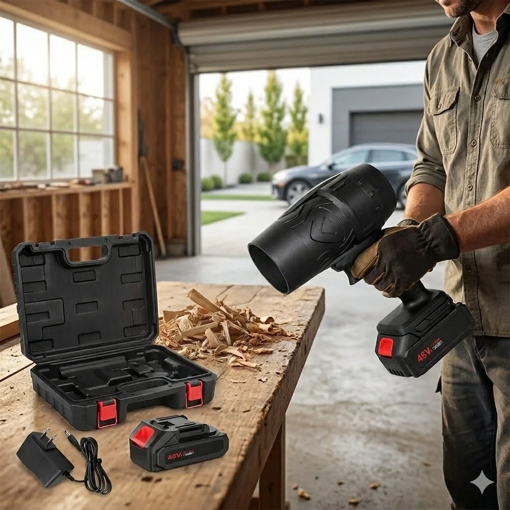 Soffiatore per Foglie o Trucioli Alta Velocità 2 Batterie e Valigetta per Auto o Bricolage - Image 8