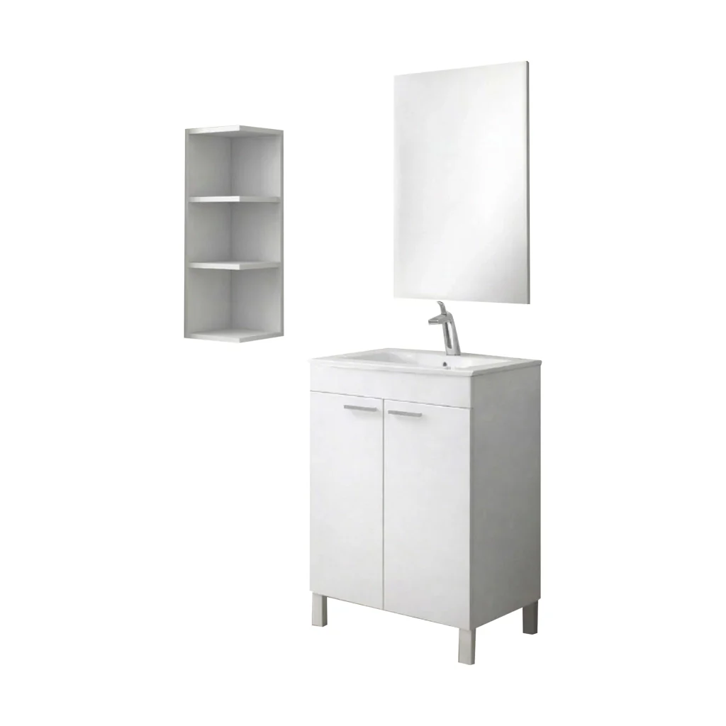 Sorrento, set Mobili Bagno Specchio Incluso, Bianco Lucido