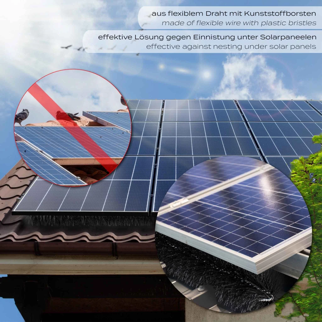 Spazzola per grondaie e Barriera anti piccioni 10 scovoli 12 m Ø 19 cm per pannelli fotovoltaici - Image 4