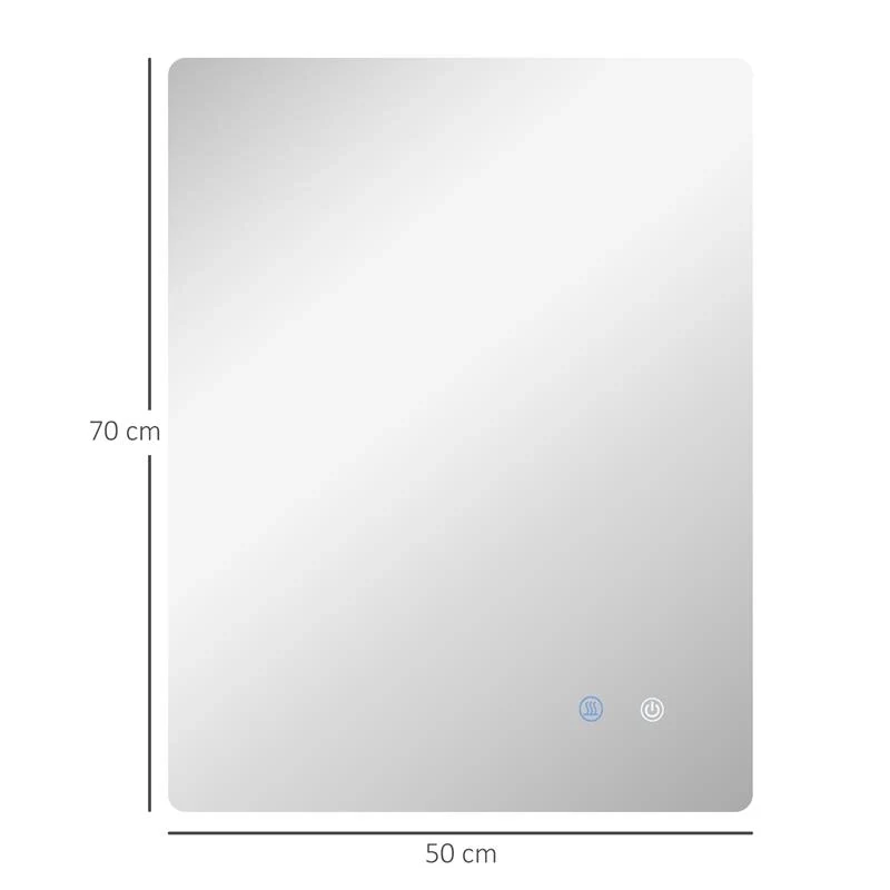 SPECCHIO BAGNO CON LUCI LED REGOLABILI INTERRUTTORI TOUCH E FUNZIONE ANTIAPPANNAMENTO 70X50 CM - Image 4