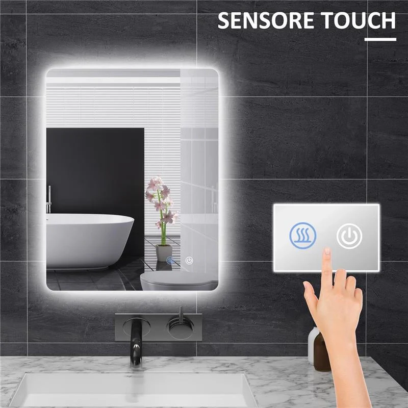 SPECCHIO BAGNO CON LUCI LED REGOLABILI INTERRUTTORI TOUCH E FUNZIONE ANTIAPPANNAMENTO 70X50 CM - Image 8