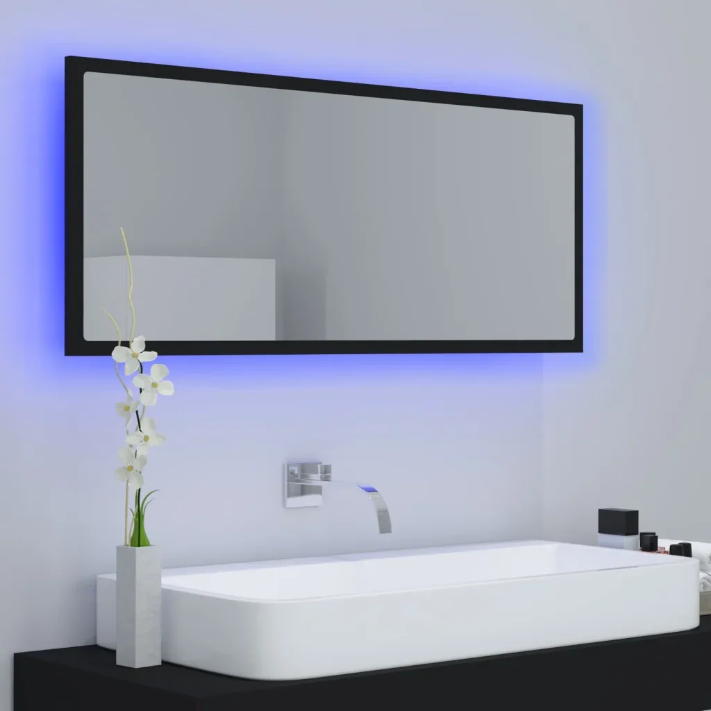Specchio da Bagno a LED Nero 100x8,5x37 cm in Acrilico 804941 - Image 3