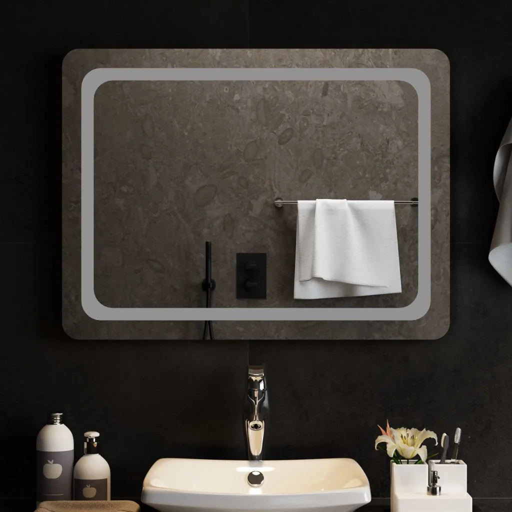 Specchio da bagno LED Trasparente 80 x 60 cm vetro temperato 42045837