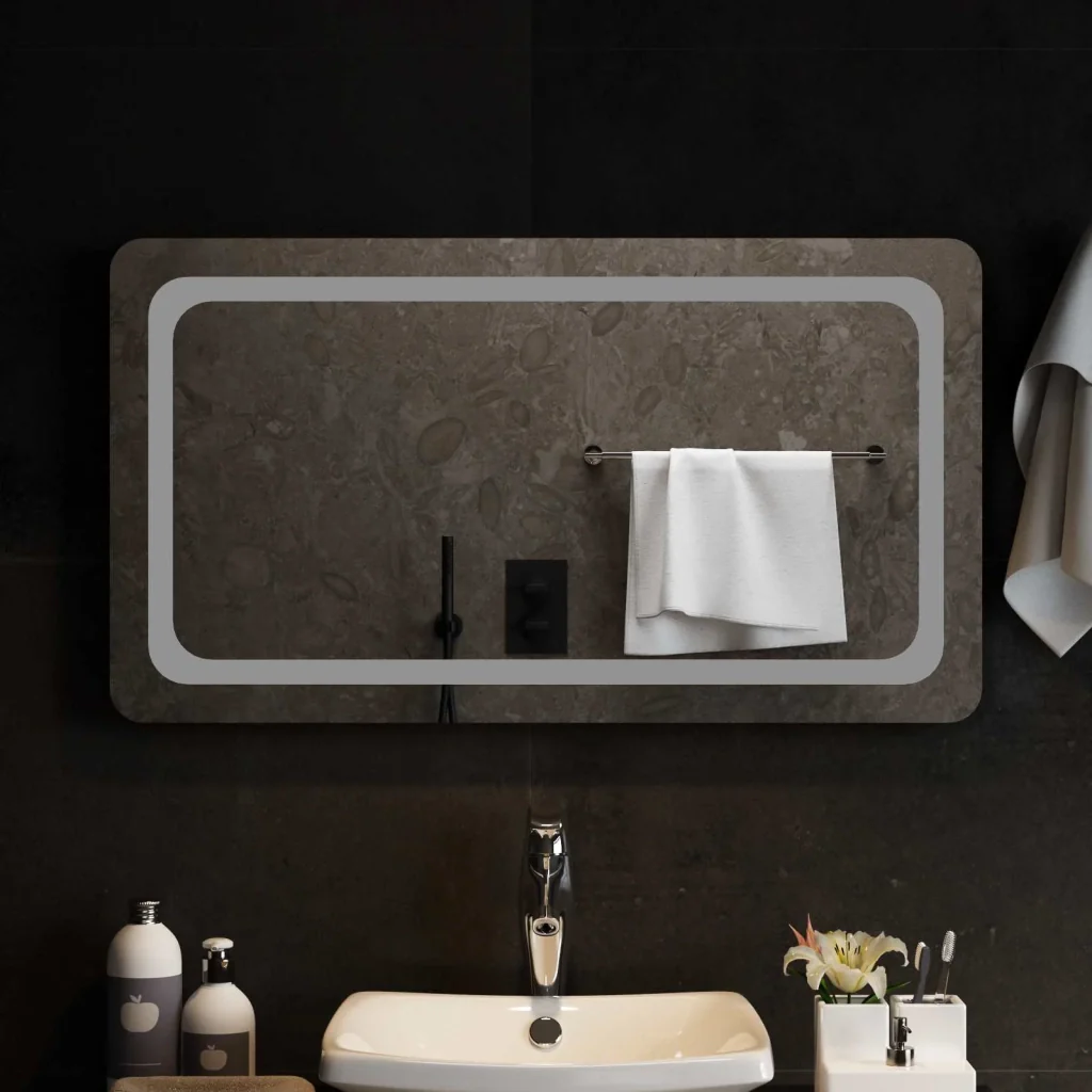 Specchio da bagno LED Trasparente 90 x 50 cm vetro temperato 42045839