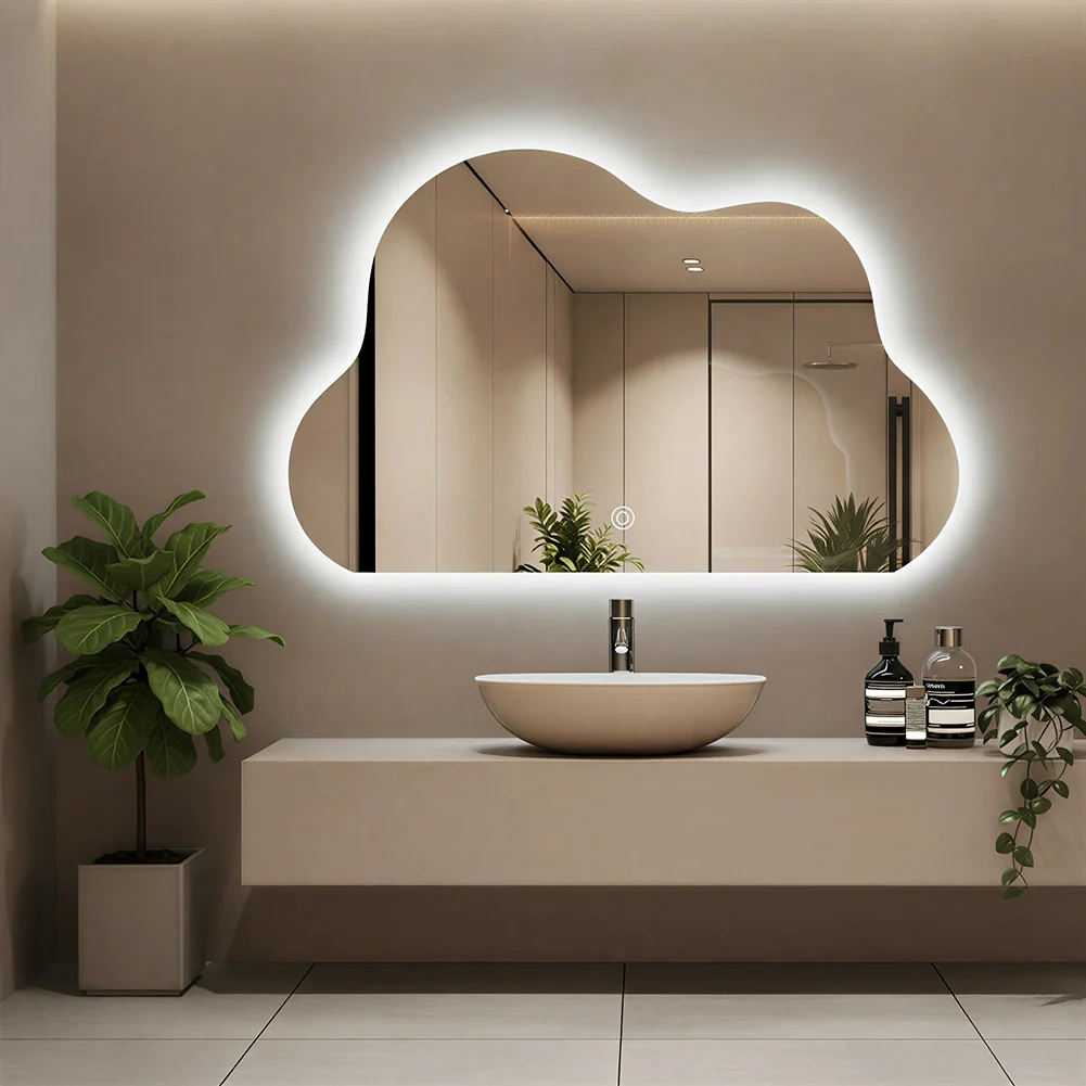 Specchio Led Nuvola con Led 3 Colori Dimmerabile 50x70 cm con Pulsante Touch - Image 6