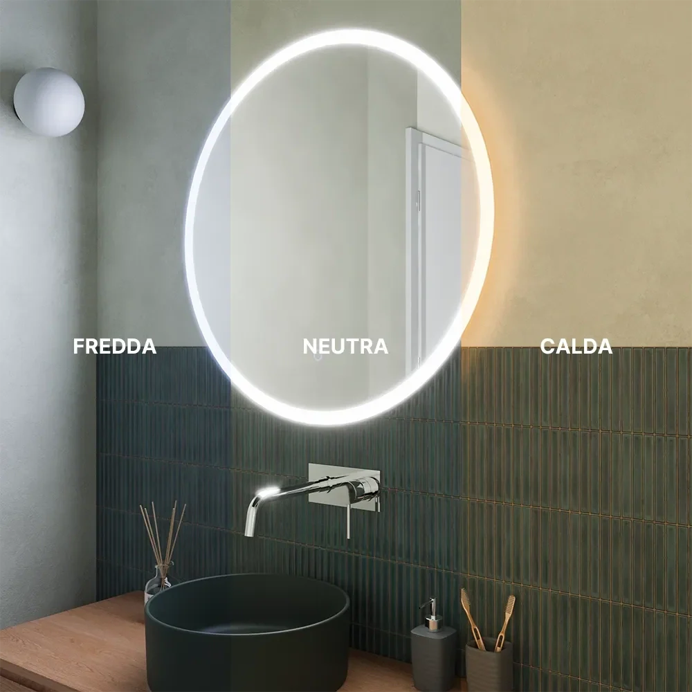 Specchio led Ø 70 cm touch screen luce calda/fredda | Beam - Image 2
