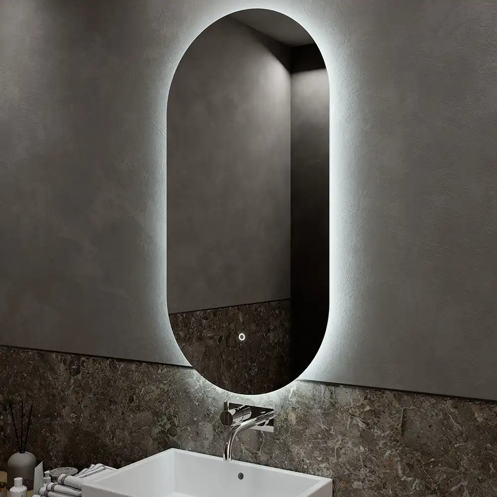 Specchio led ovale 50x100 cm retroilluminato luce calda/fredda con sensore touch-screen - Image 4