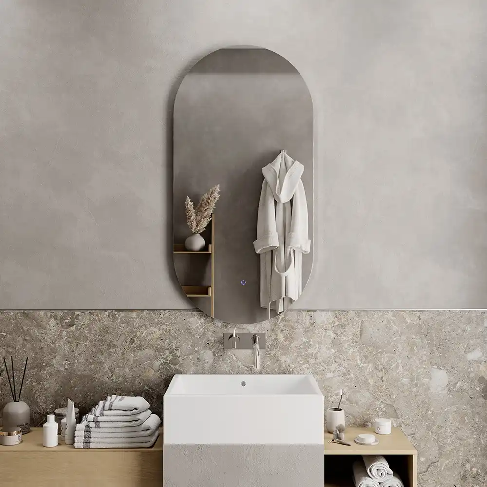Specchio led ovale 50x100 cm retroilluminato luce calda/fredda con sensore touch-screen - Image 6