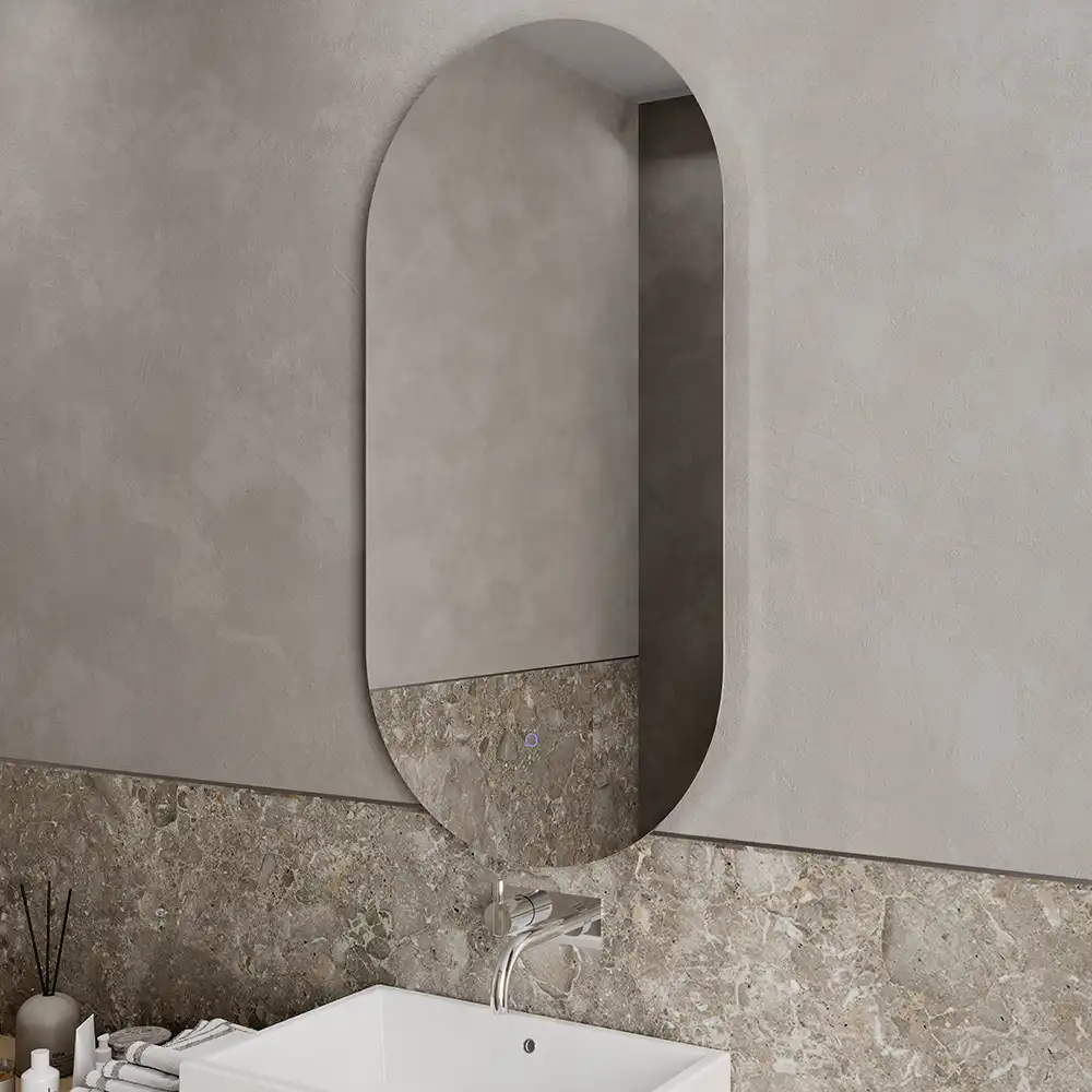 Specchio led ovale 50x100 cm retroilluminato luce calda/fredda con sensore touch-screen - Image 8