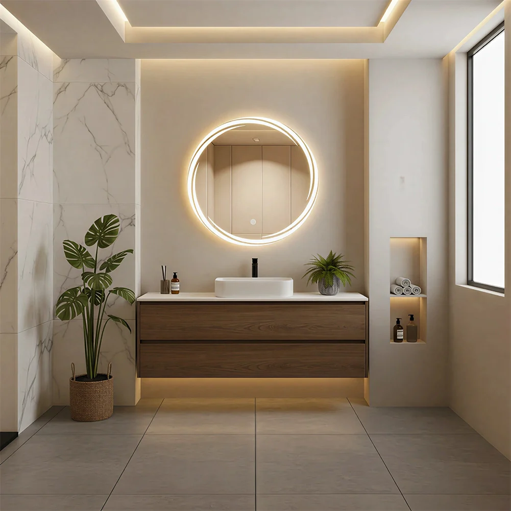 Specchio Tondo Spirale Diametro 70cm Led a 3 Colori Dimmerabile Accensione Touch - Image 6