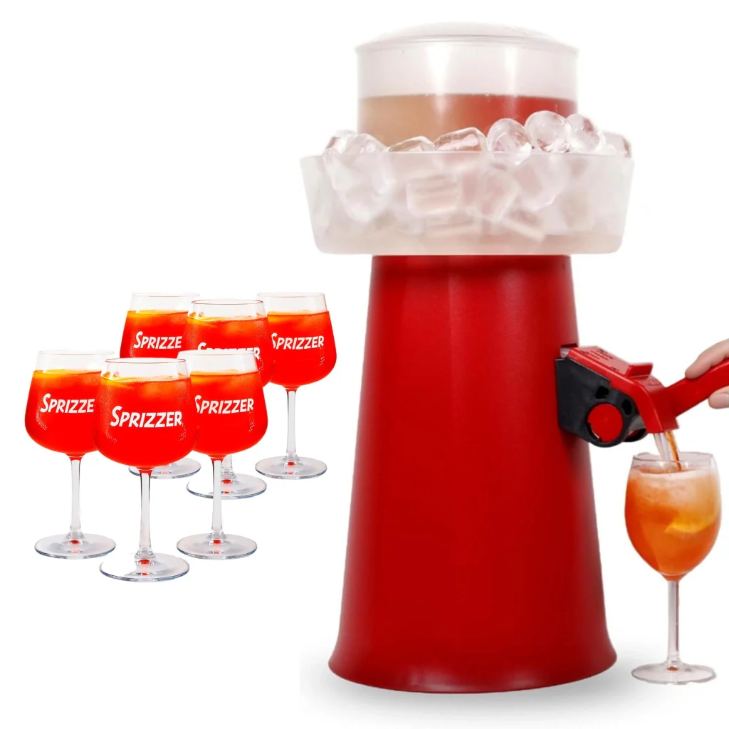 SPRIZZER Kit Sprizzer Rosso in plastica con 6 bicchieri per aperitivi colore rosso brillante design italiano funzionale e resistente modello SPRIZZER-ROSSO-6-BICCHIERI - Image 2