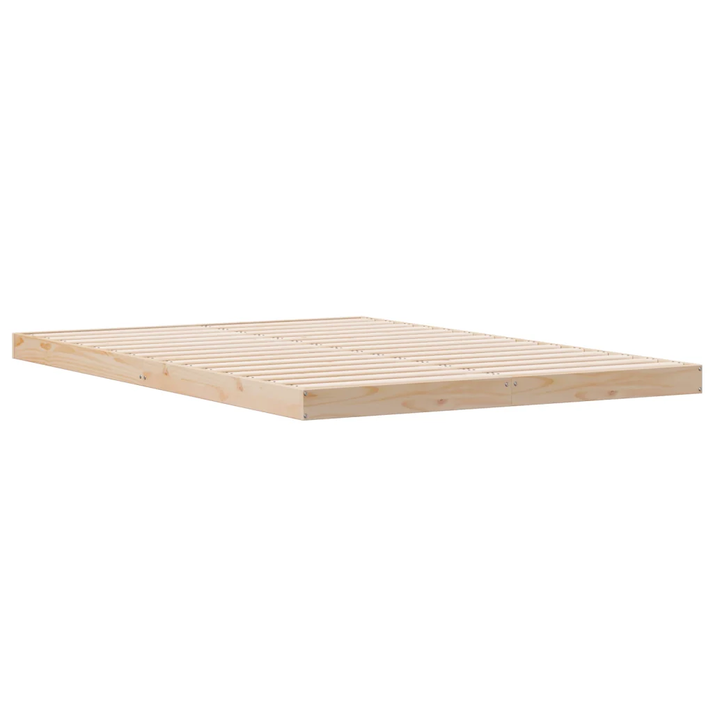 Struttura del Letto a Terra  Bianco 160x220 cm in Legno Massello di Pino - Image 2