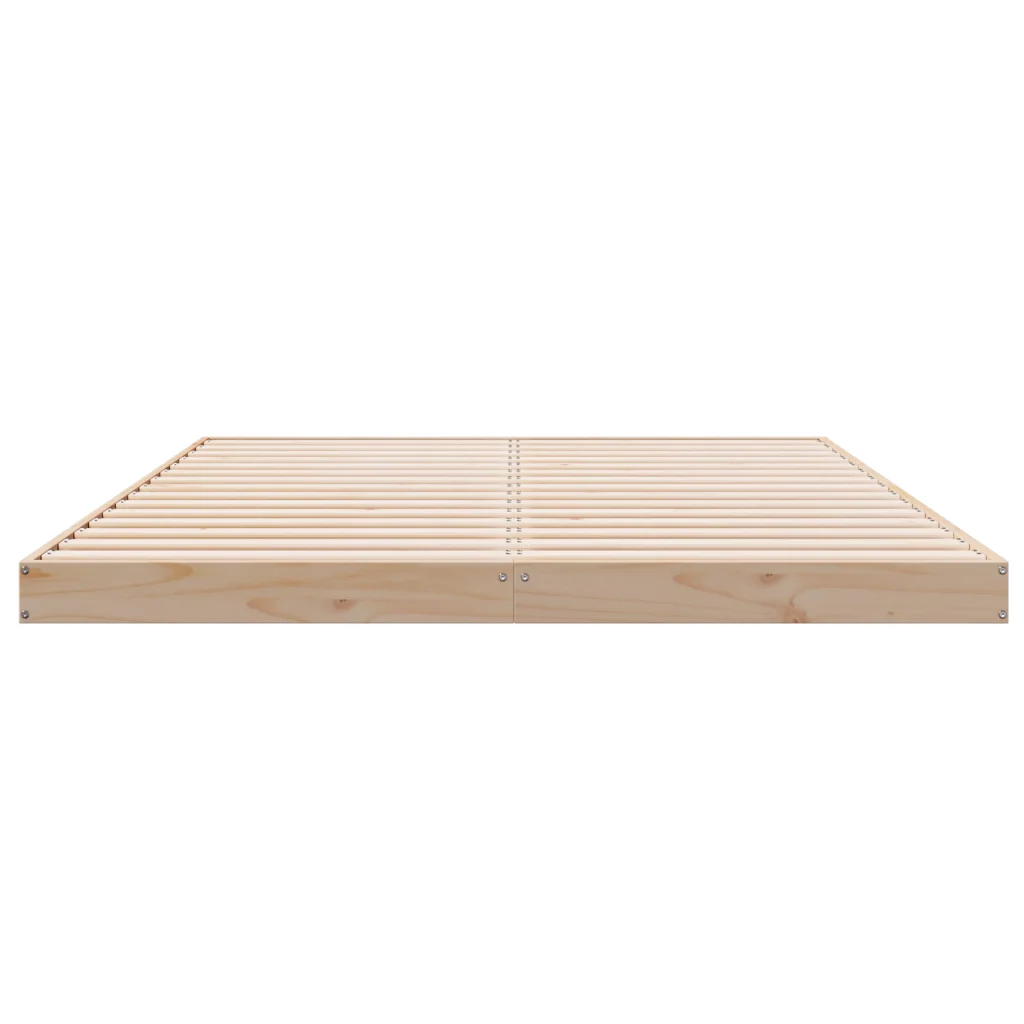 Struttura del Letto a Terra  Bianco 160x220 cm in Legno Massello di Pino - Image 5