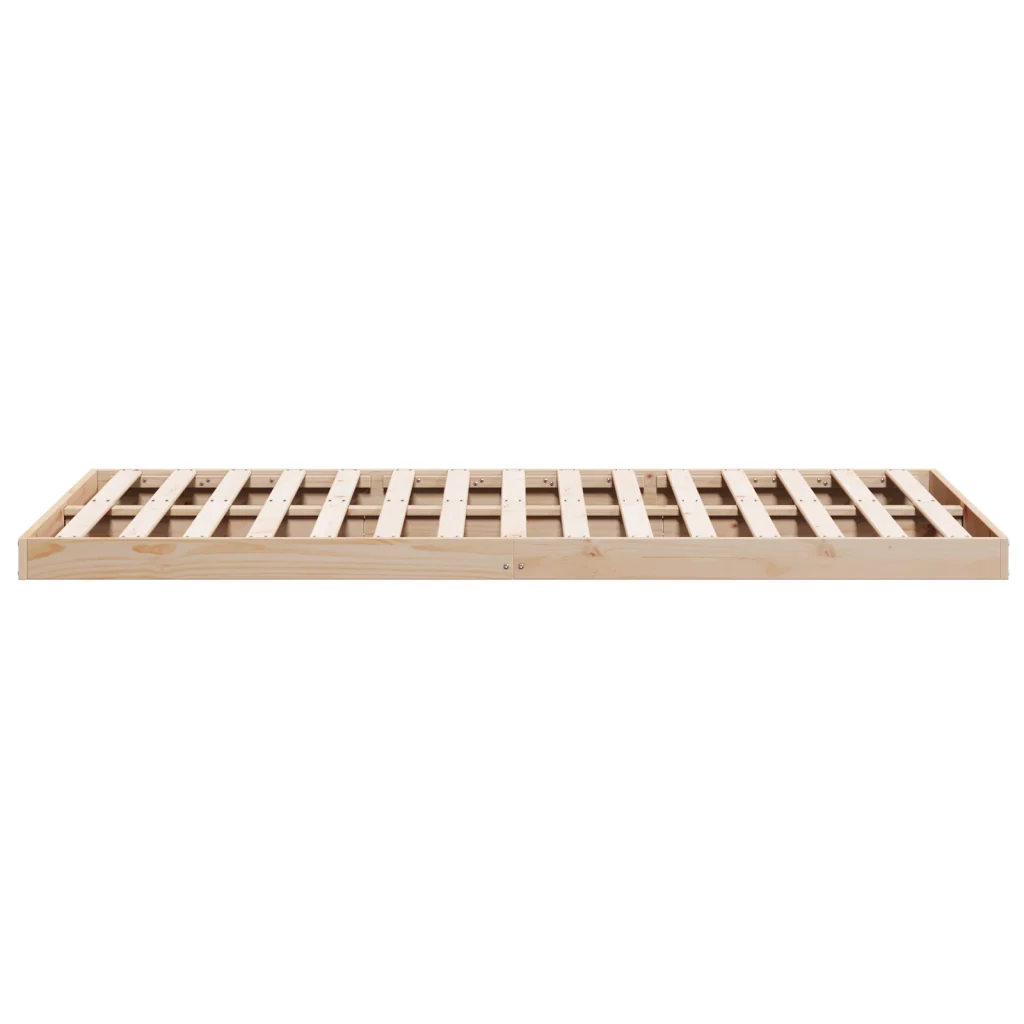 Struttura del Letto a Terra  Bianco 160x220 cm in Legno Massello di Pino - Image 6