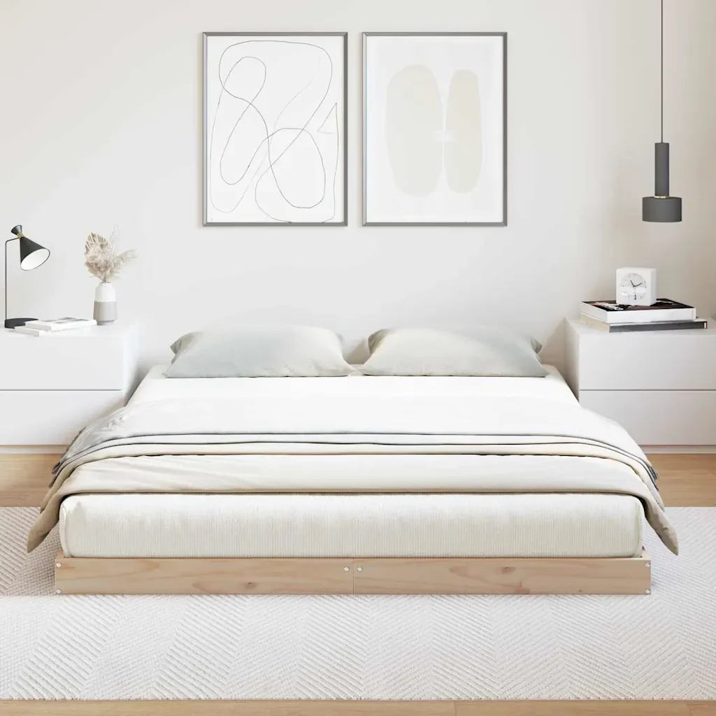 Struttura letto a terra Naturale 160 x 220 cm Pino massello 869754 - Image 3