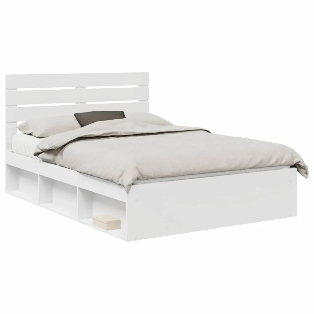 Struttura del letto Bianco 150 x 200 cm Pino massello 3411399 - Image 2