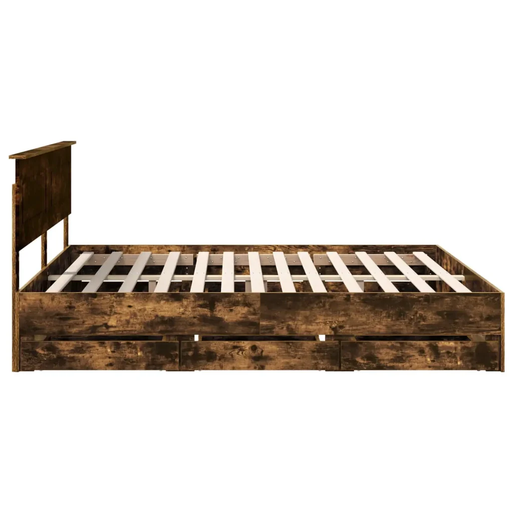 Struttura del letto con cassetto Rovere fumé 180 x 200 cm - Image 9