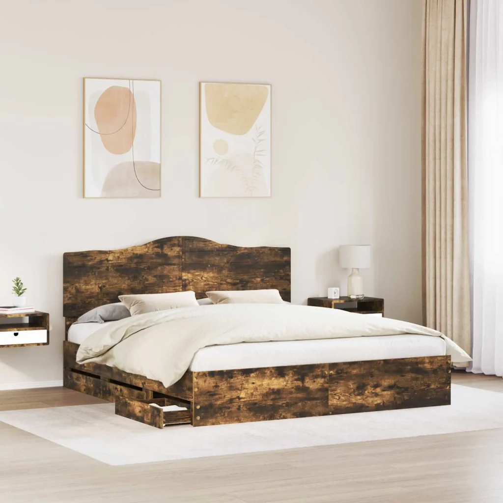 Struttura del letto con cassetto Rovere Fumo 180 x 200 cm - Image 3