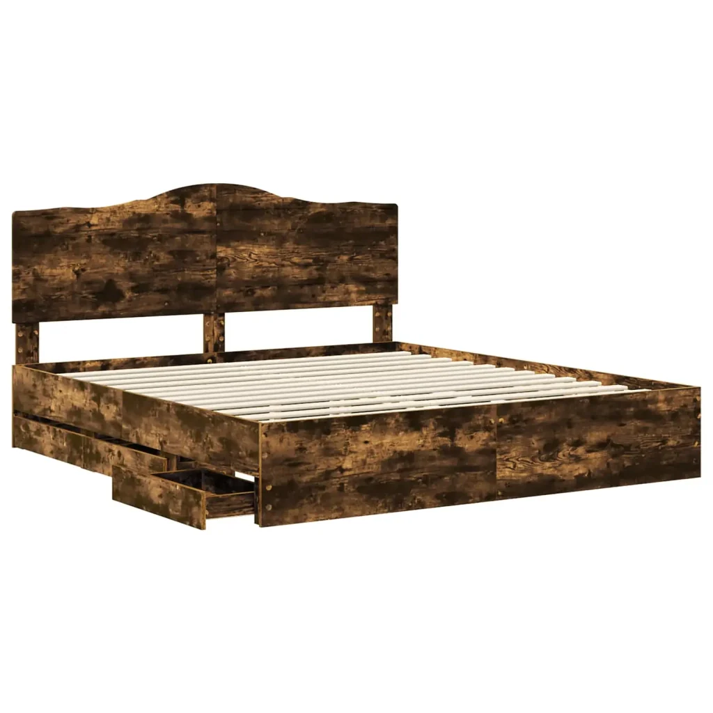 Struttura del letto con cassetto Rovere Fumo 180 x 200 cm - Image 5