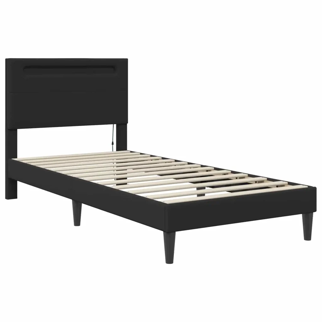 Struttura del letto con strisce LED Nero 90 x 190 cm Similpelle 3415283 - Image 6