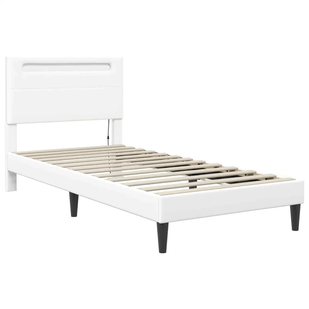 Struttura del letto con testiera Bianco 90 x 190 cm Similpelle 3415284 - Image 6