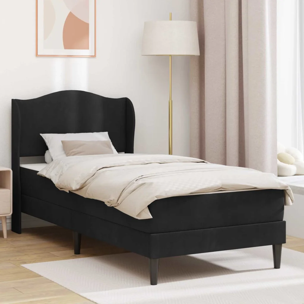 Struttura del letto con testiera Nero 90 x 190 cm Velluto 3415276