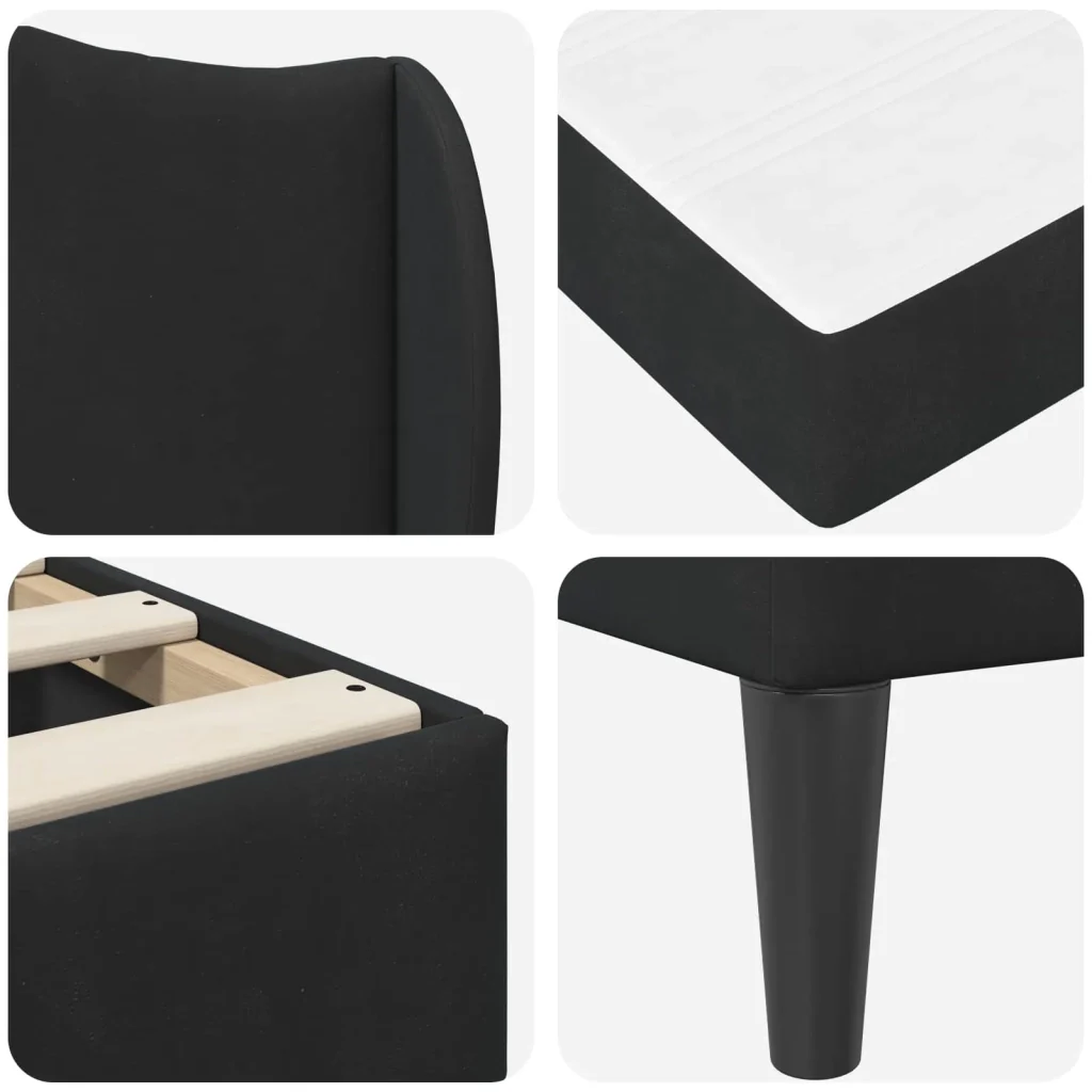 Struttura del letto con testiera Nero 90 x 190 cm Velluto 3415276 - Image 9