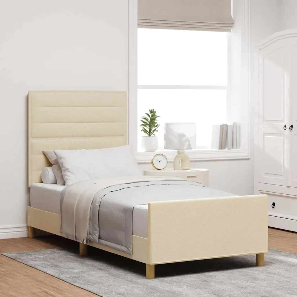 Struttura del letto con testiera Crema 100 x 200 cm Tessuto 3344632