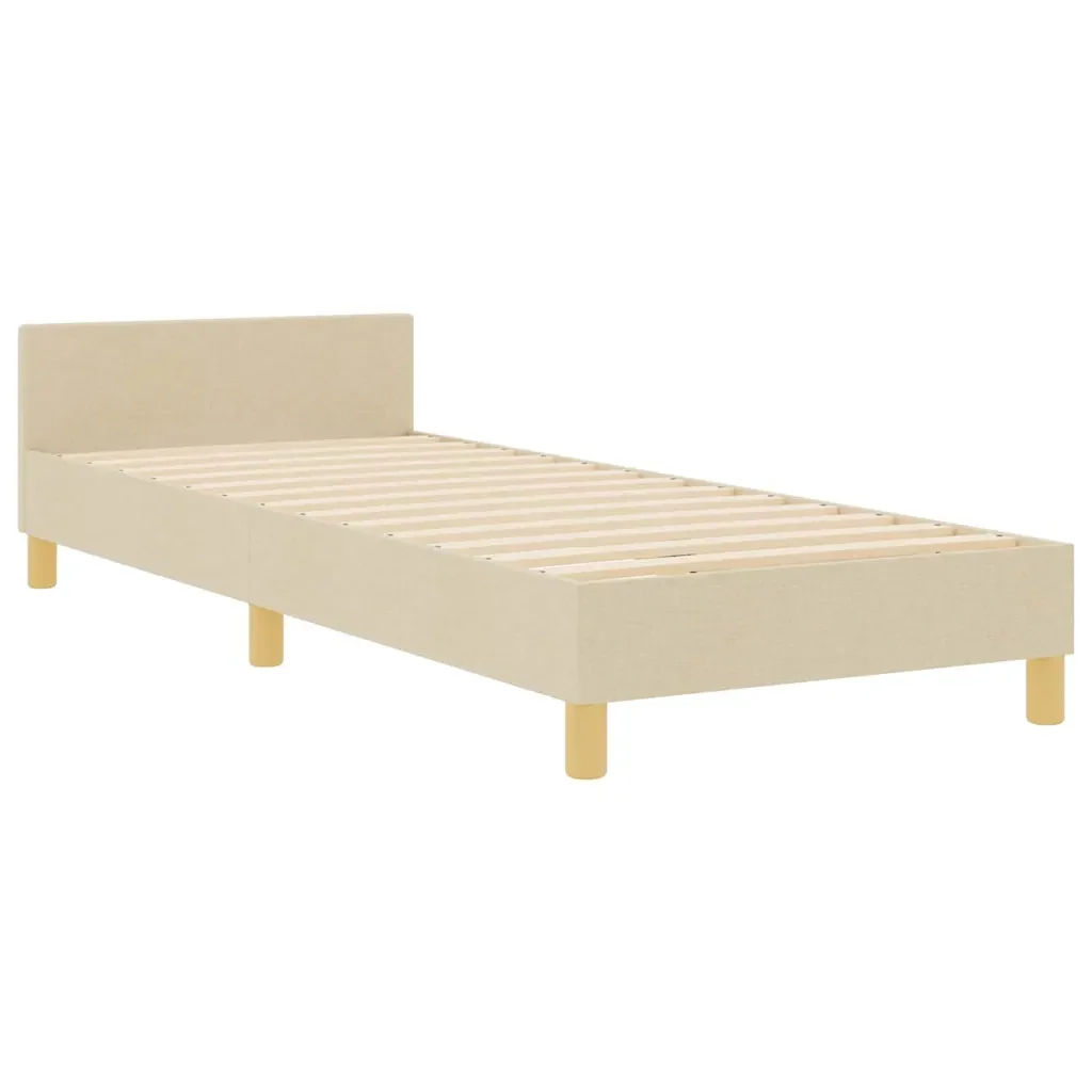 Struttura del letto con testiera Crema 100 x 200 cm Tessuto 3344632 - Image 5